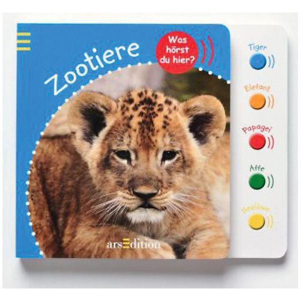 Was hörst du hier? Zootiere, Soundbuch mit Tiergeräuschen