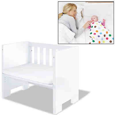 Beistellbett LITTLE SKY, mit Matratze, Weiß/Hochglanz
