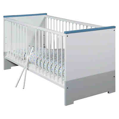 Komplett Kinderzimmer CANDY BLUE, 3-tlg. (Kinderbett, Umbauseiten, Wickelkommode und 3-türiger Kleiderschrank), weiß/blau/grau 2