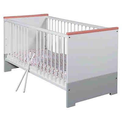 Komplett Kinderzimmer CANDY RED, 3-tlg. (Kinderbett, Umbauseiten, Wickelkommode und 3-türiger Kleiderschrank), weiß/rot/grau 2