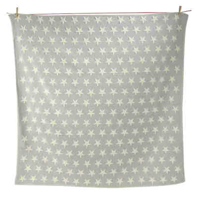 Kuscheldecke Finn Stars, grau/natur, Flanell, 130 x 130 cm