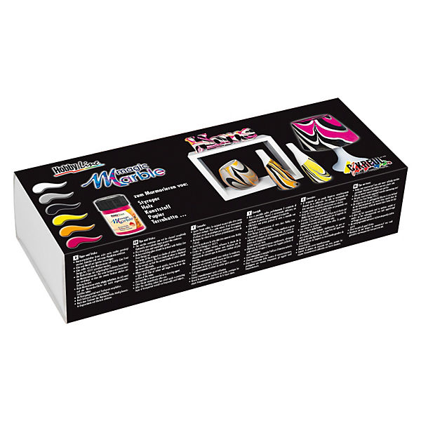 Hobby Line Magic Marble Marmorierfarben Crazy Neon, 6 x 20 ml