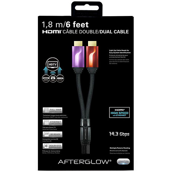 PS3 Afterglow HDMI Kabel 1,8m (2-fach), Lila/Rot