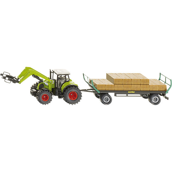 SIKU Farmer 1946 Traktor mit Quaderballengreifer und Ballenwagen 1:50
