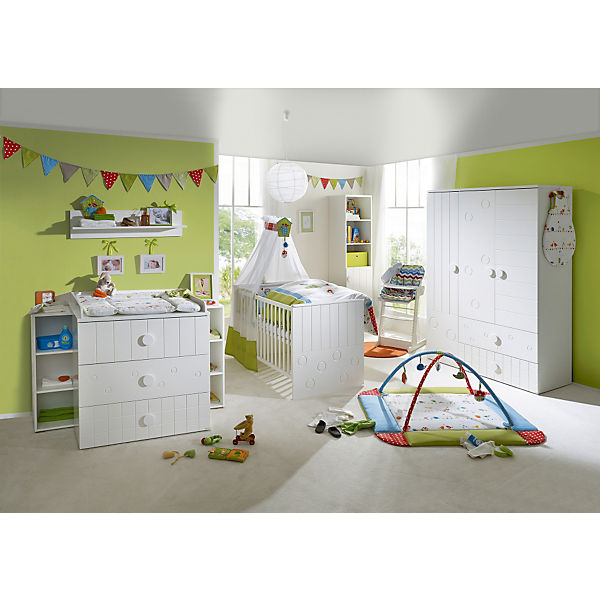 Komplett Kinderzimmer CAMBINO PLAY, 3-tlg. (Kinderbett, Wickelkommode und 2-türiger Kleiderschrank), Weiß