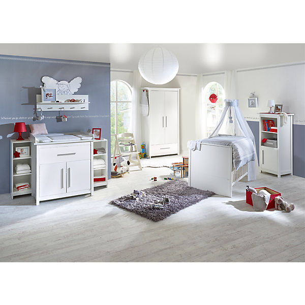 Komplett Kinderzimmer CASTELLO, 3-tlg. (Kinderbett, Wickelkommode und 2-türiger Kleiderschrank), Weiß