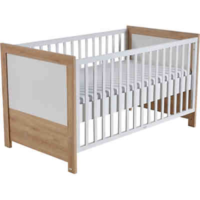 Komplett Kinderzimmer LOUISA, 3-tlg. (Kinderbett, Wickelkommode breit und 3-türiger Kleiderschrank), Weiß/Eiche 2