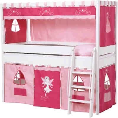 Hochbett Multistar mit Dachaufbau und Textilien Prinzessin, 90 x 200 cm