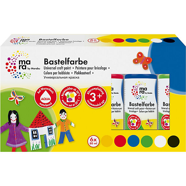 mara by Marabu Bastelfarbe Set, 6 x 80 ml