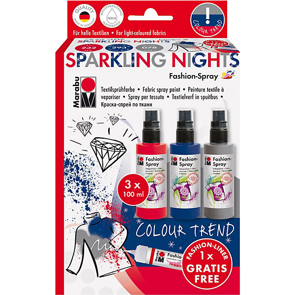 Fashion-Spray Textilgestaltungsset Colour Trend Sparkling Nights, 4-tlg.
