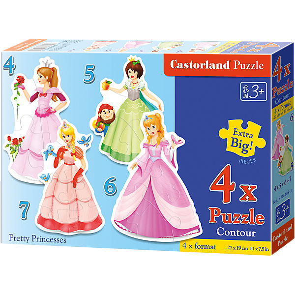 Puzzleset Konturenpuzzle 4/5/6/7 Teile - Prinzessinnen
