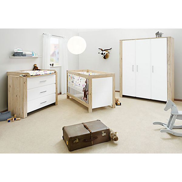Sparset CANDEO (Kinderbett, Wickelkommode), Eiche Dekor/weiß