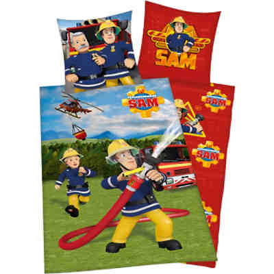 Wende- Kinderbettwäsche Feuerwehrmann Sam, Renforcé, 135 x 200 cm