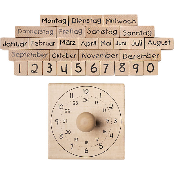 XL-Holzstempelset Kalender, 30-tlg.