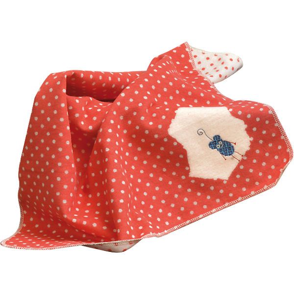 Babydecke Juwel gepunktet und gestickt, Flanell, rot, 70 x 90 cm