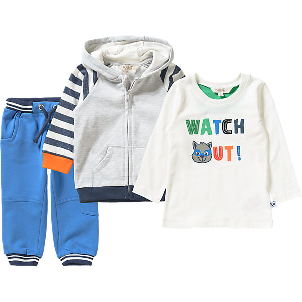 KANZ Baby Set Sweatjacke + Hose + Langarmshirt für Jungen
