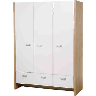 Kleiderschrank ANCONA, 3-türig, Weiß/Eiche Sägerau
