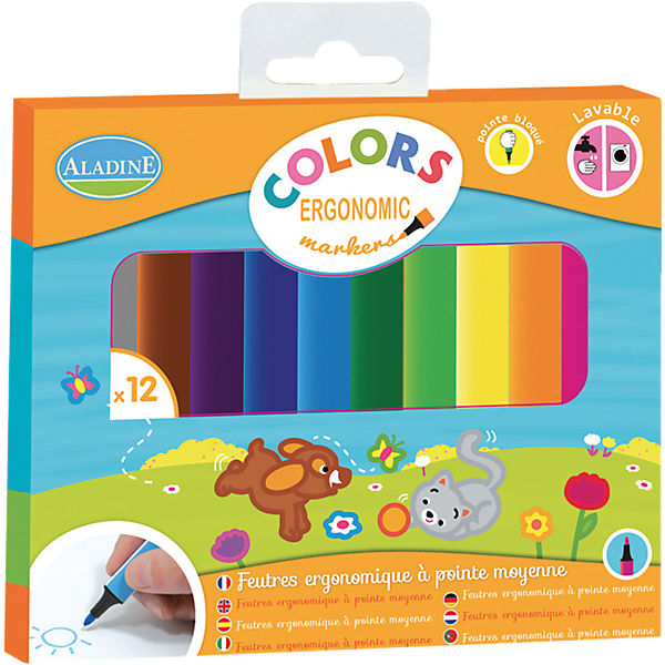 Aladine Ergonomische Fasermaler, 12 Farben