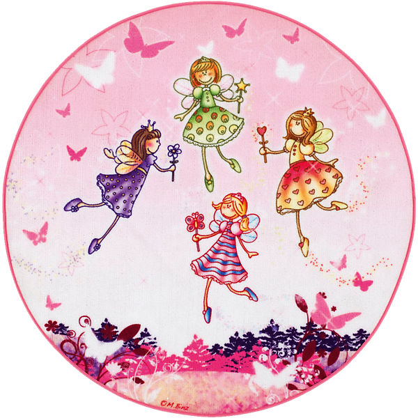 Kinderteppich Lovely Kids, Feen, rosa, rund, 100 cm