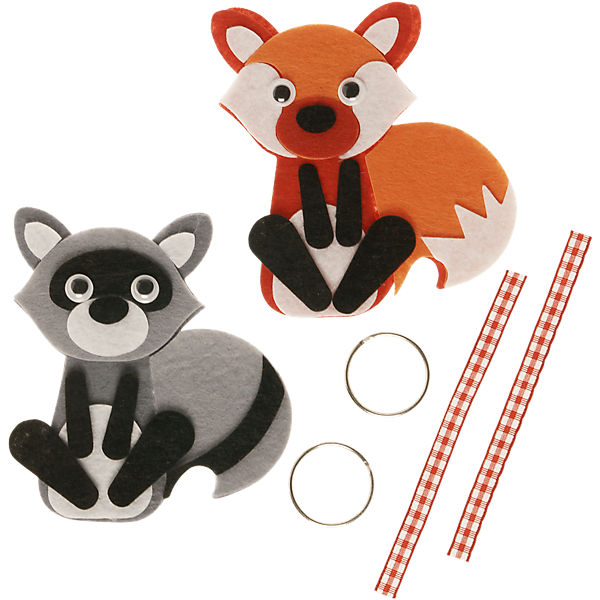 Filz-Kreativset Schlüsselanhänger Fuchs & Waschbär
