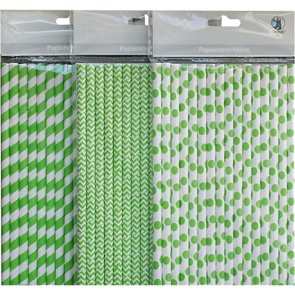 Papierstrohhalm-Set grün, 48-tlg.