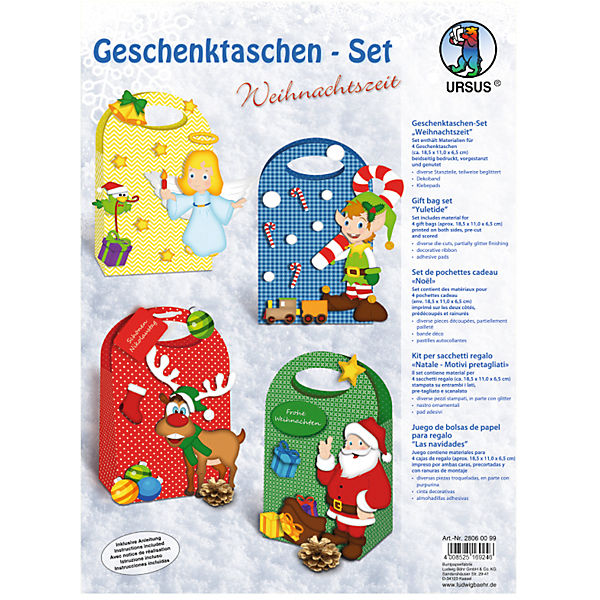 Kreativset Geschenktaschen Weihnachtszeit, 4 Stück