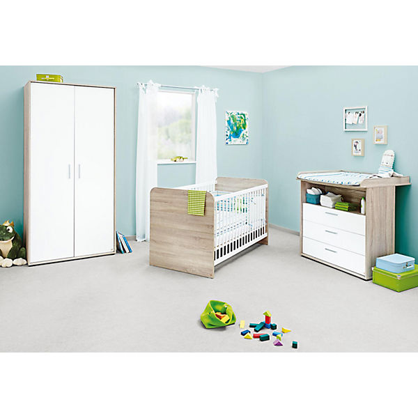 Komplett Kinderzimmer Clemens, (Kinderbett, Wickelkommode, Kleiderschrank 2-trg.), Eiche