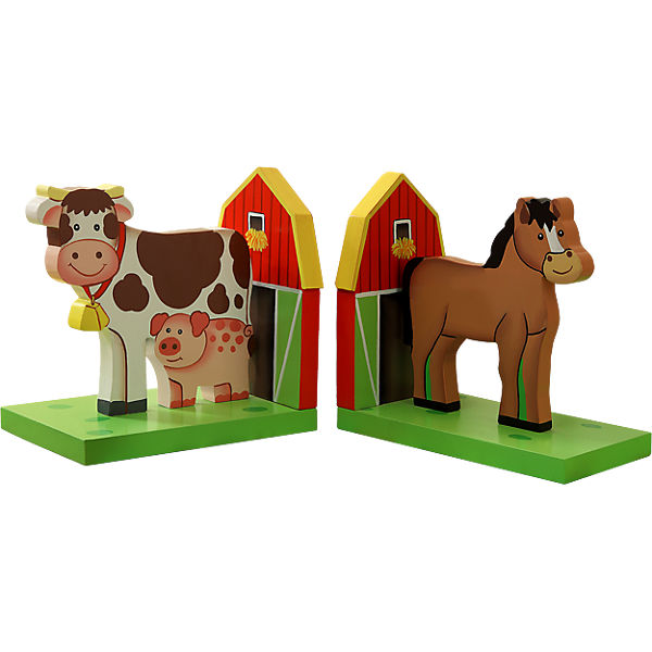 Buchstützen Bauernhof Tiere, teilmassiv