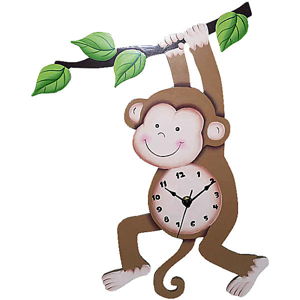 Wanduhr Dschungel Affe, teilmassiv