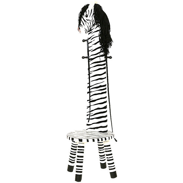 Garderobe mit Hochlehnen-Hocker, Zebra, teilmassiv