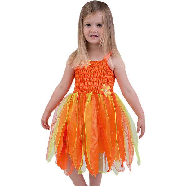 Kostüm zierliche Blumen-Fee mit Blätterrock orange