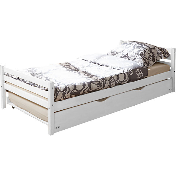 Jugendbett Nadine incl. Schubkasten, Kiefer massiv, weiß, 90x200 cm