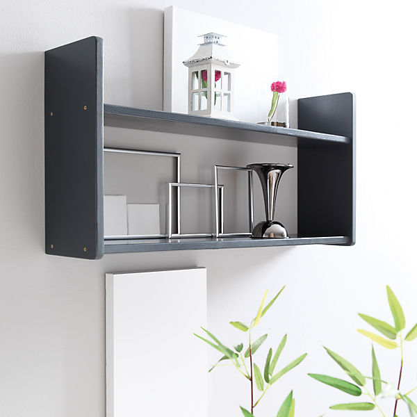 Wandregal Kiefer massiv dunkelgrau, 90 x 45 cm