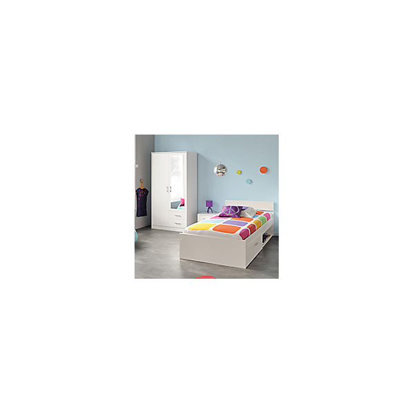 Komplettzimmer Infinity 3-tlg. (Kleiderschrank 2-trg., Bett 90x200cm, Nachttisch), weiß