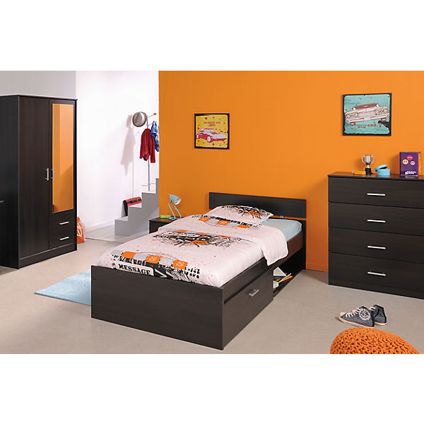 Komplettzimmer Infinity 4-tlg. (Kleiderschrank 2-trg., Bett 90x200cm, Kommode, Nachttisch), braun