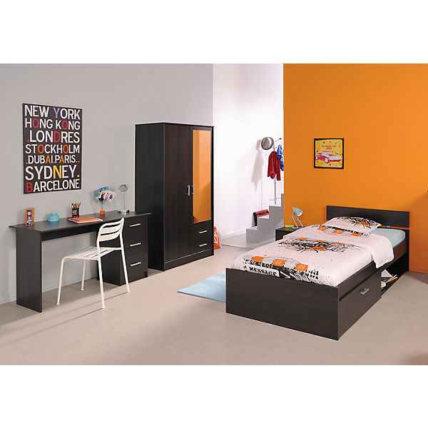 Komplettzimmer Infinity 4-tlg. (Kleiderschrank 2-trg., Bett 90x200cm, Schreibtisch, Nachttisch), braun