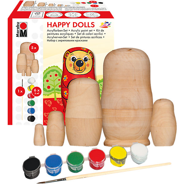Kreativset Acryl Happy Dolls, 8-tlg.