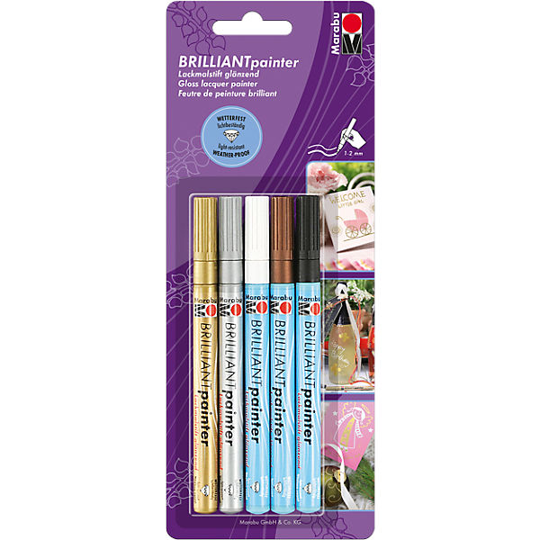 Lackmalstift glänzend, 5 Farben
