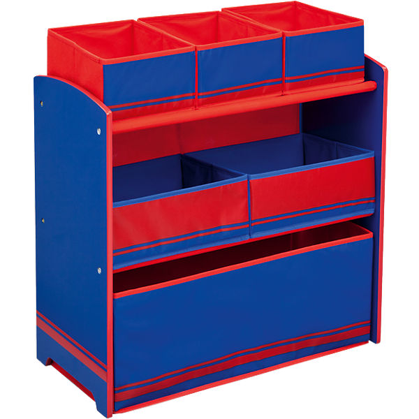 6-Boxenregal, rot/blau