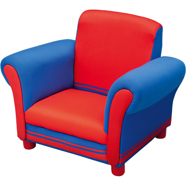 Kindersessel, gepolstert, rot/blau