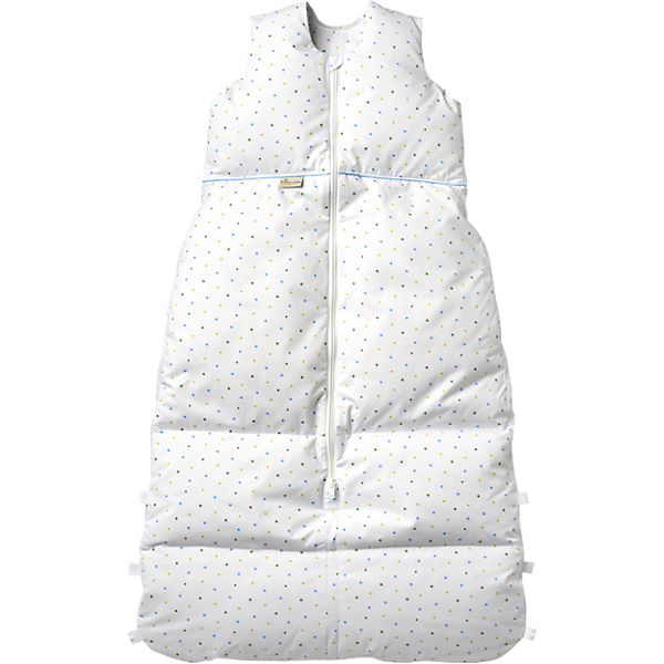 Schlafsack Daunen, mit PCM Klima-Kapseln, grün-blau Pünktchen uni