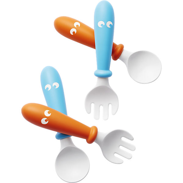 Kinderlöffel und Gabel, Orange/Türkis