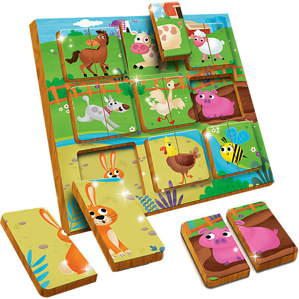Duo Holzpuzzle - Bauernhoftiere - 9 x 2 Teile