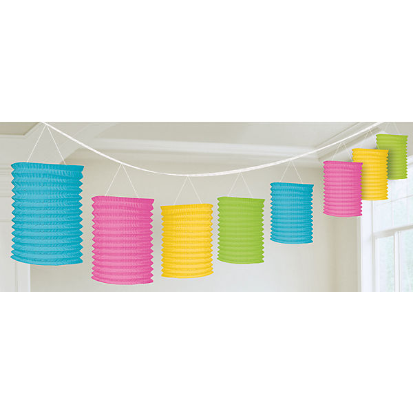 Lampiongirlande bunt pastell, 3,65 m