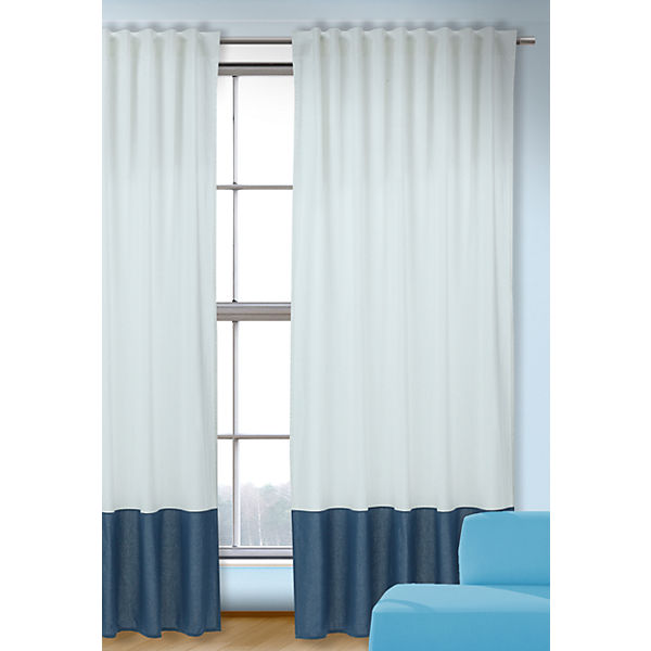 Vorhang Uni, weiß-blau, 245x135, (1 Schal)