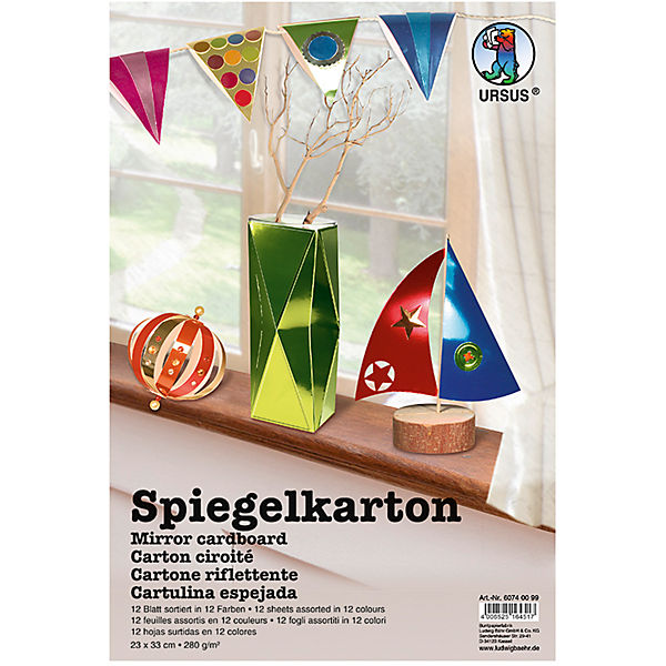 Spiegelkarton, 12 Blatt in 12 Farben