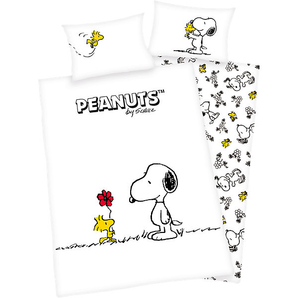 Wende- Kinderbettwäsche Die Peanuts Snoopy, Linon, 100 x 135 cm