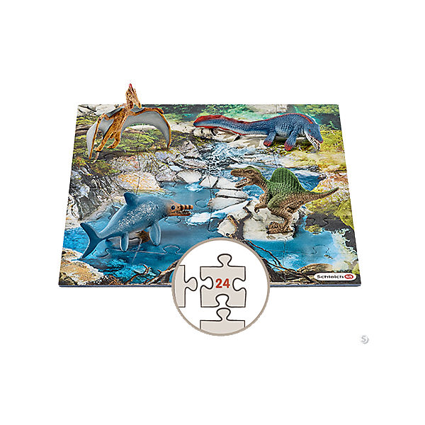 Schleich 42330 Dinosaurs: Mini s mit Puzzle Wasserstelle
