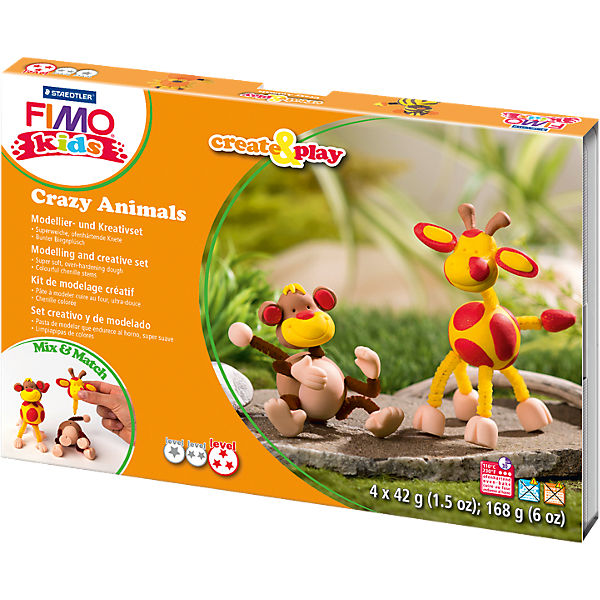 FIMO kids Create & Play Crazy Animals Affe & Giraffe