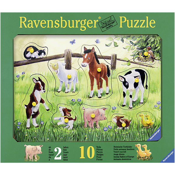 Holzpuzzle Heimische Tierkinder 10 Teile